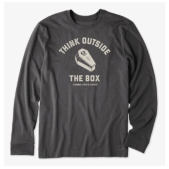 Life Is Good 'Think Outside The Box' Halloween Graphic T-Shirt Gray Size XL EUC - Picture 1 of 9